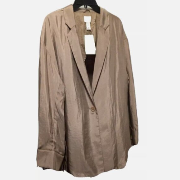 H&M Women’s Oversized Jacket Sz M Beige Wide Sleeve Casual Coat NEW Runs Big - Picture 8 of 15
